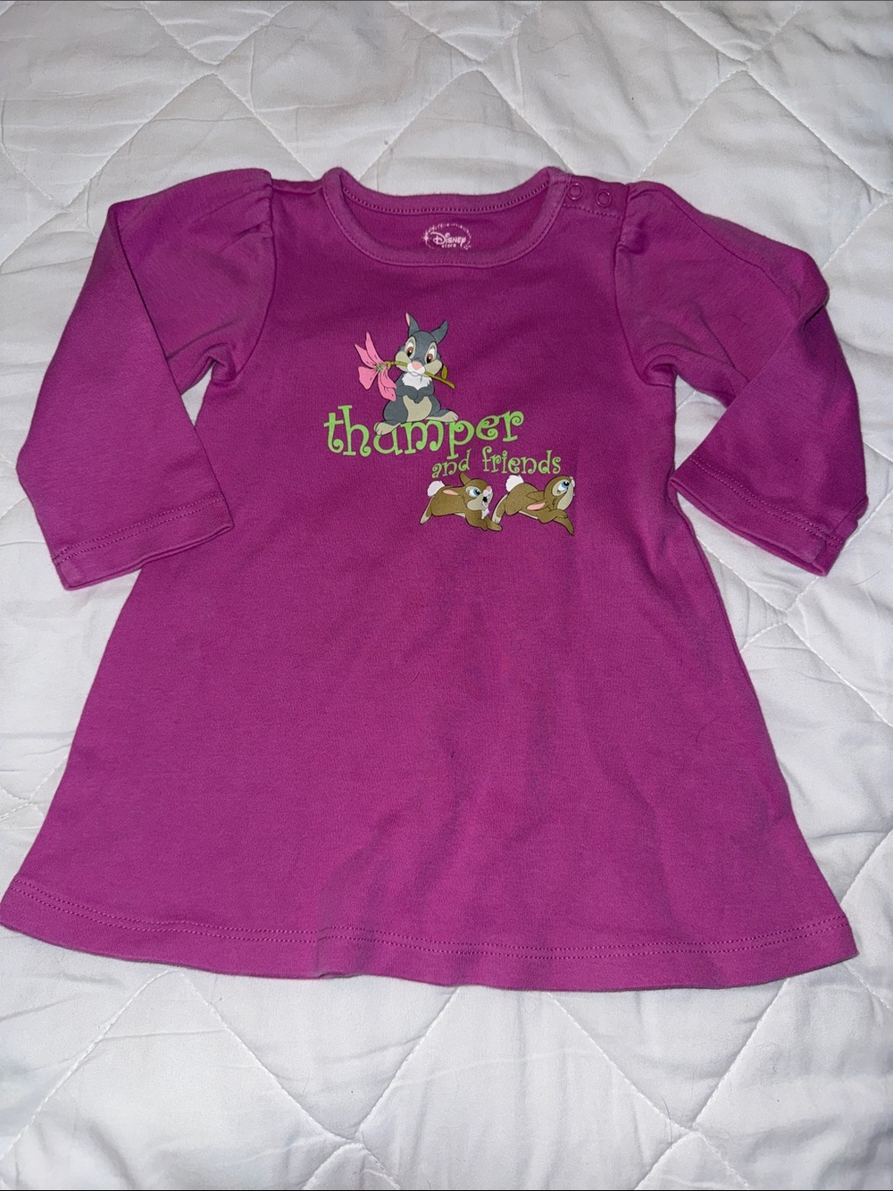 12m vintage Disney Purple Thumper & Friends Long Sleeve Tee dress